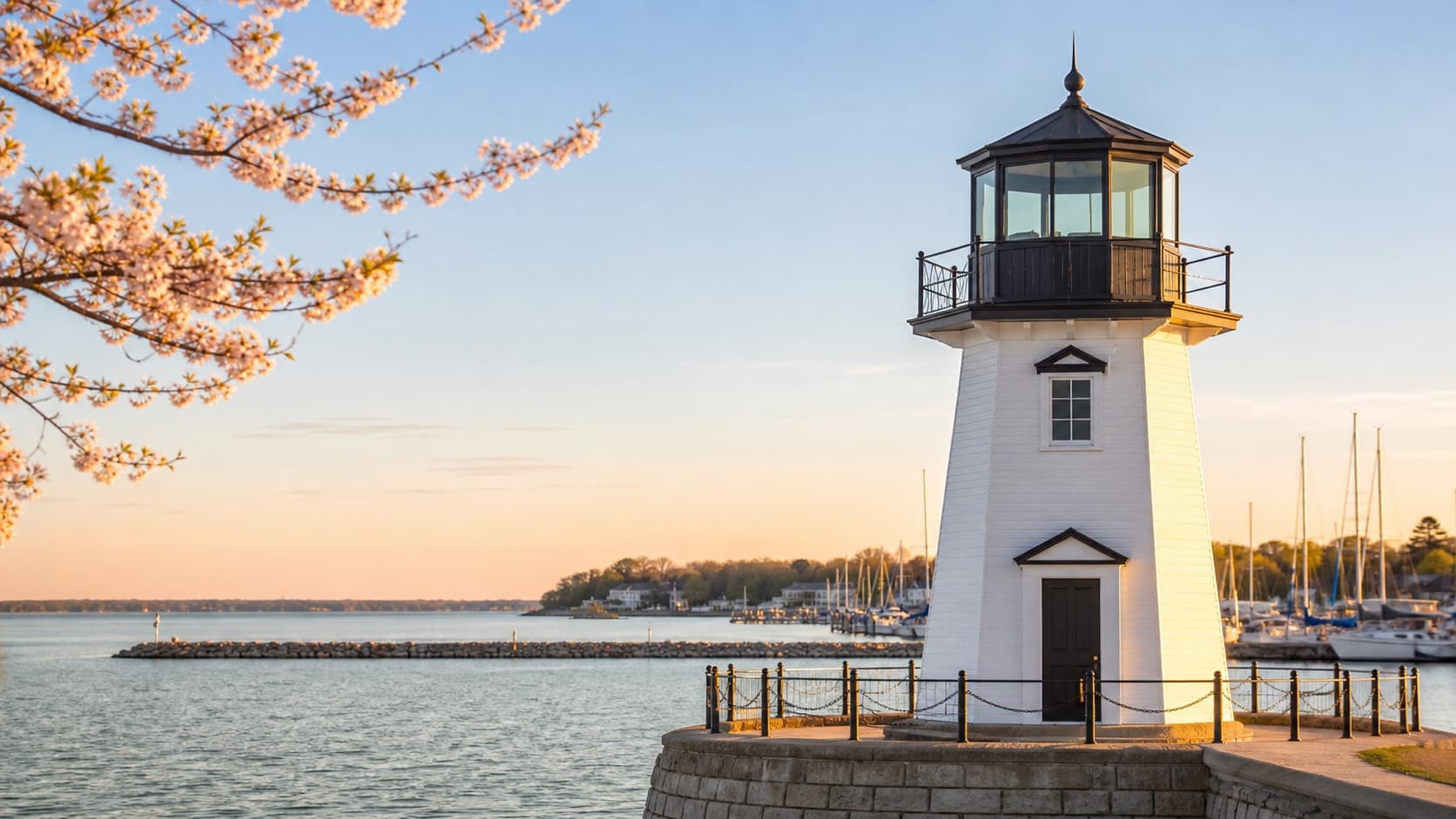 Illustrated Harbor lighthouse on Lake Ray Hubbard in Rockwall