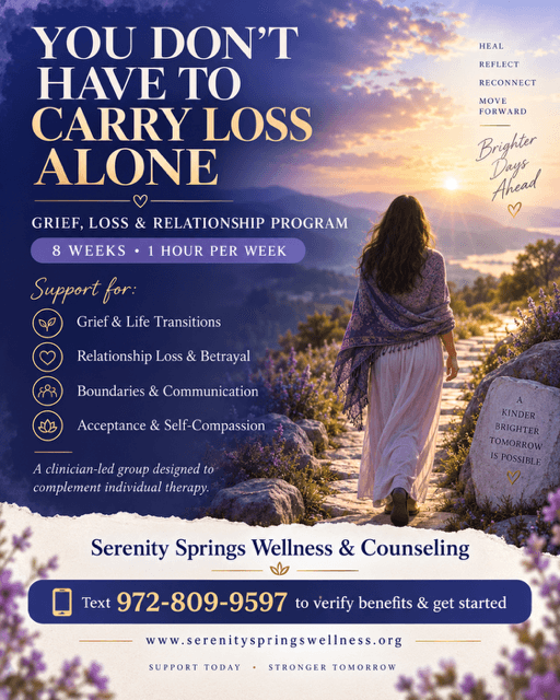 Grief, loss, and relationship therapeutic group graphic
